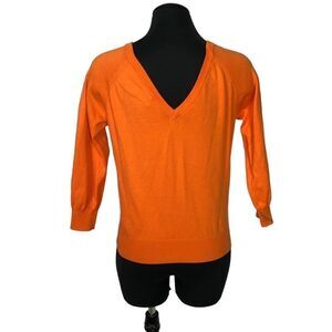 The Limited Stretch Orange V-Neck Sweater - Women’s M